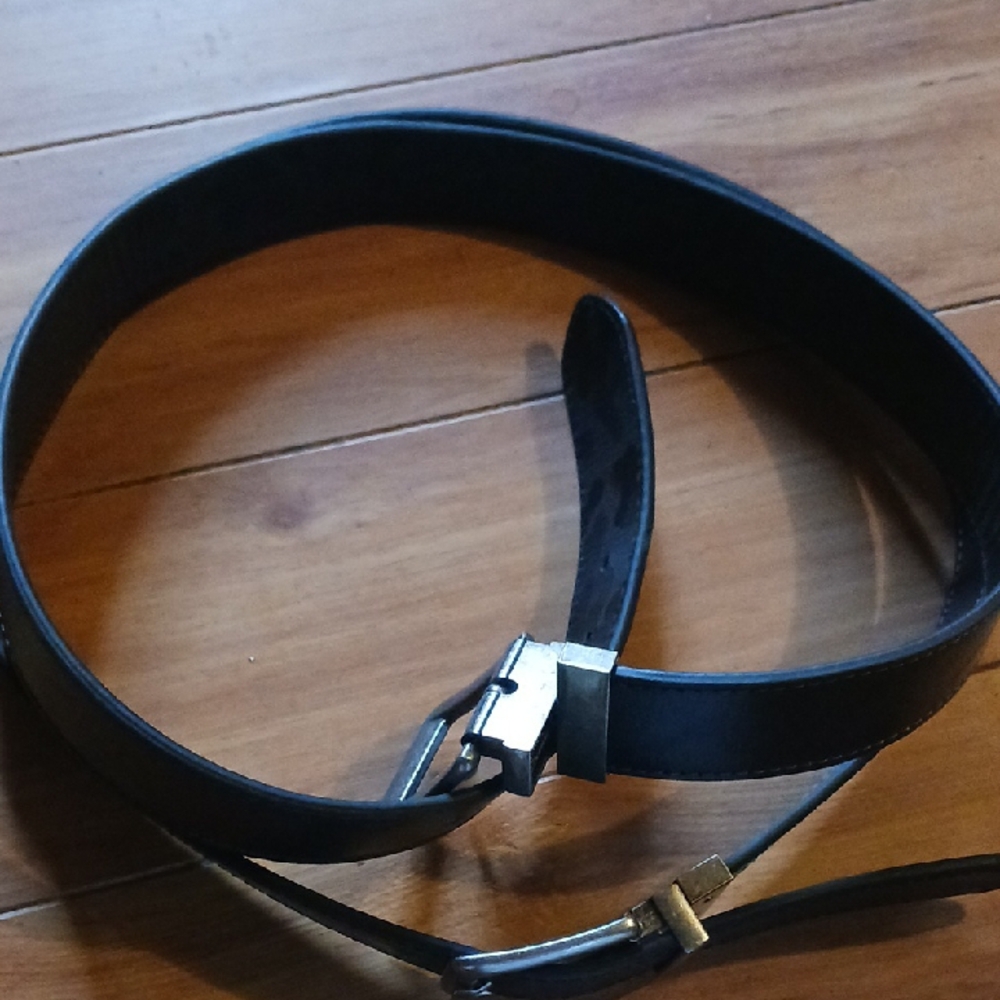 2#Men's Brown And Camo Reverse Twist Buckle Leather Belt